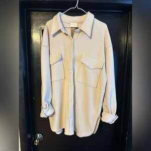 Sara Button Down Cream Top Curvy / XL